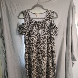 Michael Kors Leopard Print Cold Shoulder Mini Dress